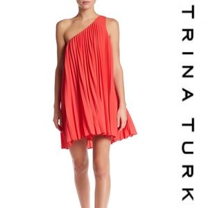 Trina Turk Syla Pleated One shoulder dress